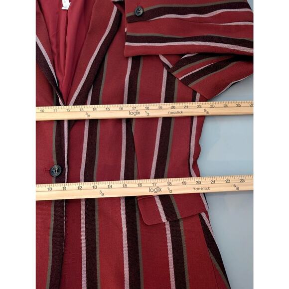 Mural Blazer Jacket Womens XXL Red Striped Suit Jacket Academia Office Workwear - Picture 13 of 15